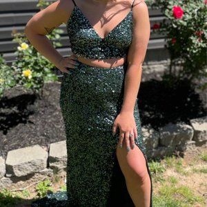 Sherri Hill 2 Piece Sequin Prom Dress
